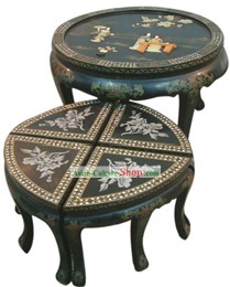 Clásico chino Laca Palacio Ware mesa y taburete