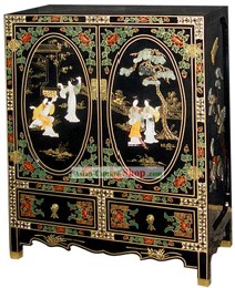 Chinese Traditional Large Lacquer Ware Cabinet-Beauty