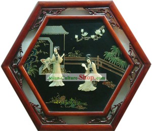 Chinesische Palace Hanging Lackwaren Spiegel Series-Palace Beauties