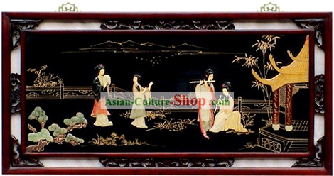 Palace Chinese Hanging laca Ware Espelho Série Antiga Quatro Beauties