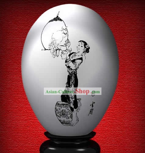 Chinese Wonder Hand Painted Colorful Egg-Xue Yan of The Dream of Red Chamber