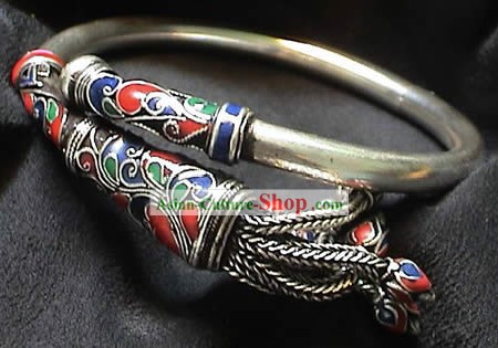 Chinese Palace Silver Cloisonne Bracelet