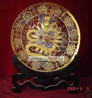 Chinesische Palace Cloisonne Vergoldung Drachen-Plattenpanzer