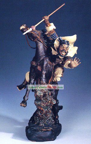 Chinese Hand Made Shi Wan Ceramics-Ancient Brave General-Zhang Fei