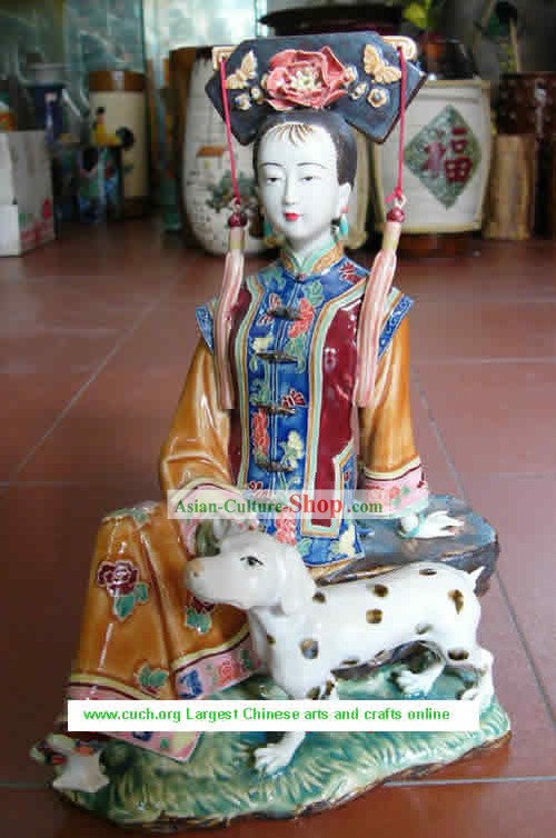 Feito à Mão Shi Wan Cerâmica Estátua da Dinastia Qing Princesa