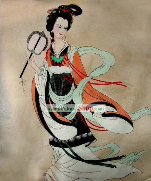 Pintura Tradicional Chinesa-Tang Dynasty Woman King Wu Zetian