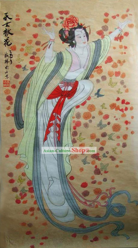 Pintura-O Tradicional Chinesa Flor Celestial Maids Scatter