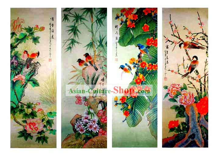 Lavar Pintura Chinesa-Beautiful Four Seasons