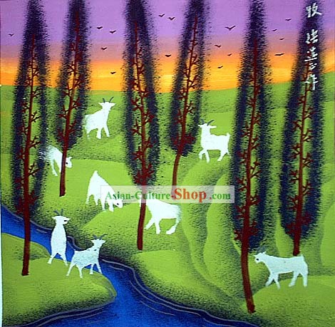 Shan Xi Fazendeiro Folk Pintura Herd-