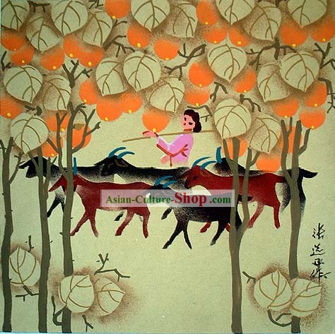Shan Xi Fazendeiro Folk Pintura Shepherdess-