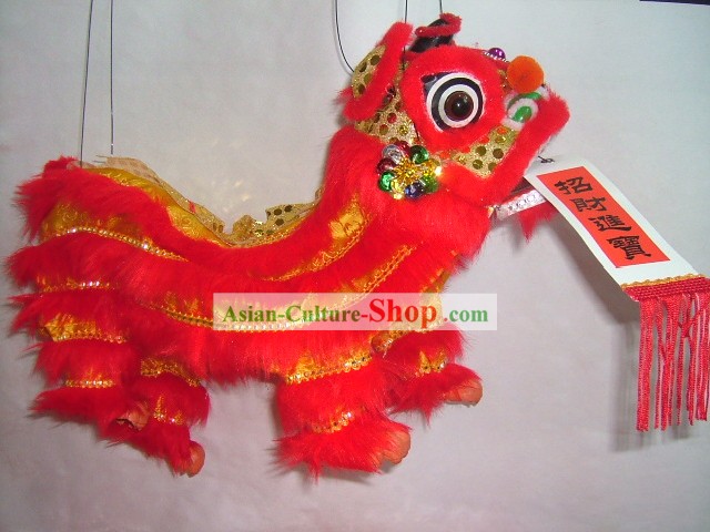Chinese Classic Handmade Handpuppe-Red Lion Dance