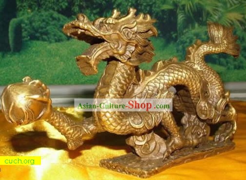 Superbe Statue Dragon chinois en laiton