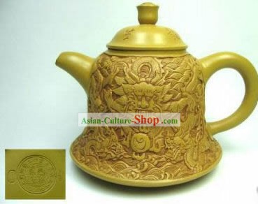 Mão chinês fez Teapot Duan com dragões esculpidos em Mão-lo