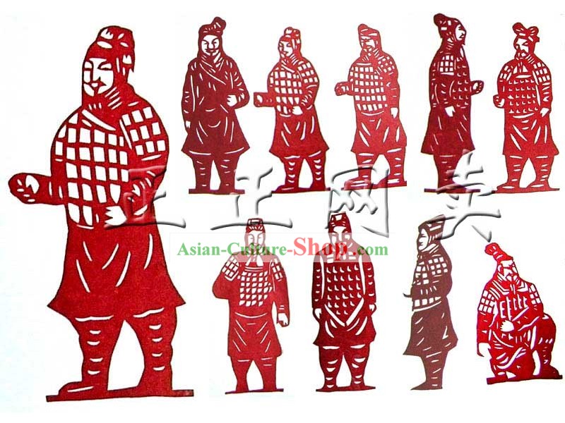 Traditionnelle Chinoise Terra Cotta Guerrier Papercut 10 pièces