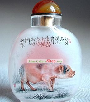 Snuff Bottles With Inside Painting Chinese Zodiac Series-Pig