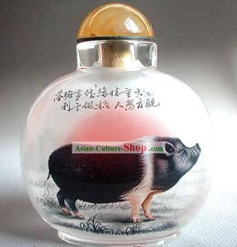 Garrafas Snuff Com Dentro Pintura Zodíaco chinês Porco Series-1