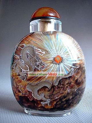 Snuff Bottles With Inside Painting Chinese Animal Series-Dragon Dance