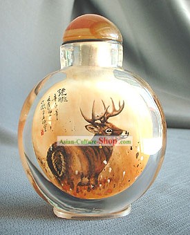 Snuff Bottles With Inside Painting Chinese Animal Series-Beautiful Deer