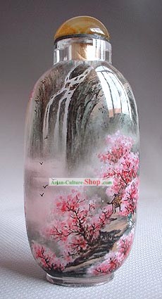 Snuff Bottles With Inside Painting Landscape Series-Peach Waterfall