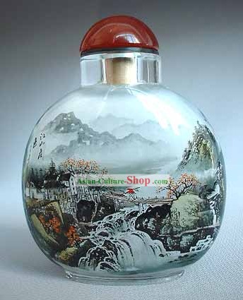 Snuff Bottles With Inside Painting Landscape Series-Chinese Village
