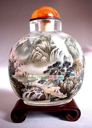 내부 페인팅 풍경 시리즈 - 중국 산과 강이 스너프 병
