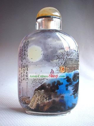 Snuff Bottles With Inside Painting Landscape Series-Full Moon Night