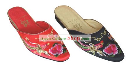 Chinese Traditional Handmade Satin Slipper (dragon and phoenix)