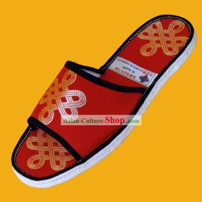 Mão chinês fez Folk Cloth Slippers Tie-China