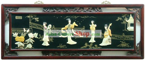 Chinese Palace Hanging Lacquer Ware Mirror Series-Music and Beauties