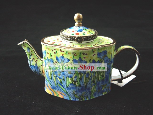 Chinese Hand Painted Enamel Kettle-Flower-de-luce