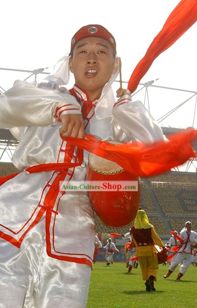 Chinese Lion and Dragon Dance Musical Instrument-Red Belt Drum