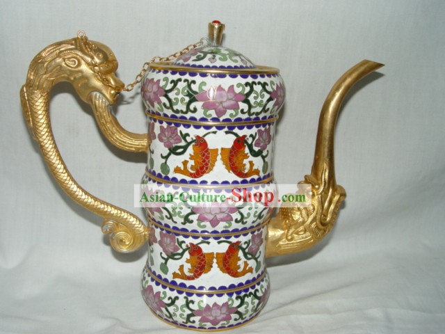 Chinesische Rare Dragon Head Cloisonne Flagon