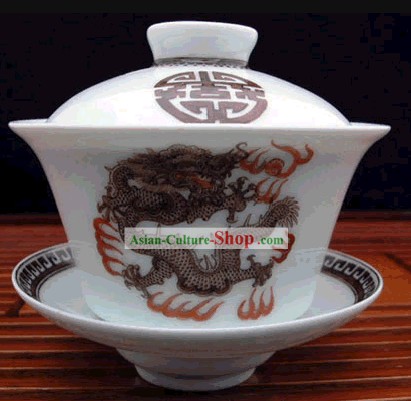 China Jingde Porcelain Masterwork-Dragon King Tea Bowl