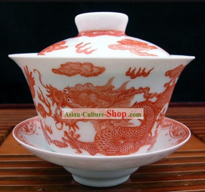 中国景徳磁器マスターワーク - ドラゴン伝説の茶碗