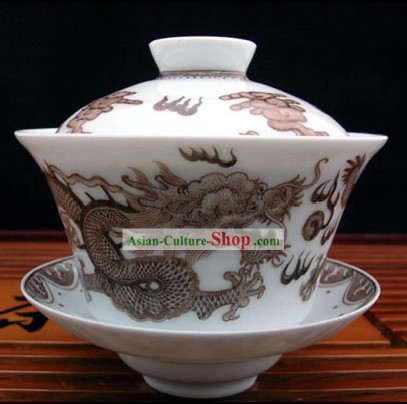 中国景徳磁器マスターワーク - ドラゴンのチャームの茶碗