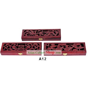 Chinese Box Mão Carving Chopsticks e Caskets Jewel