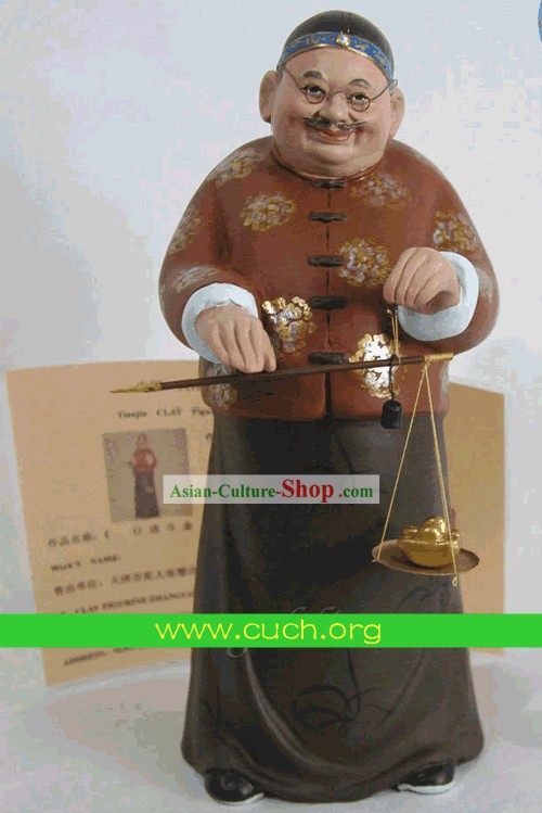 Chinese Clay Figurine Zhang by Zhang Fanyun-Getting Richer and Richer