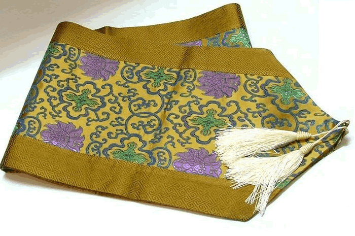 Chinese Traditional Silk Lotus Table Runner