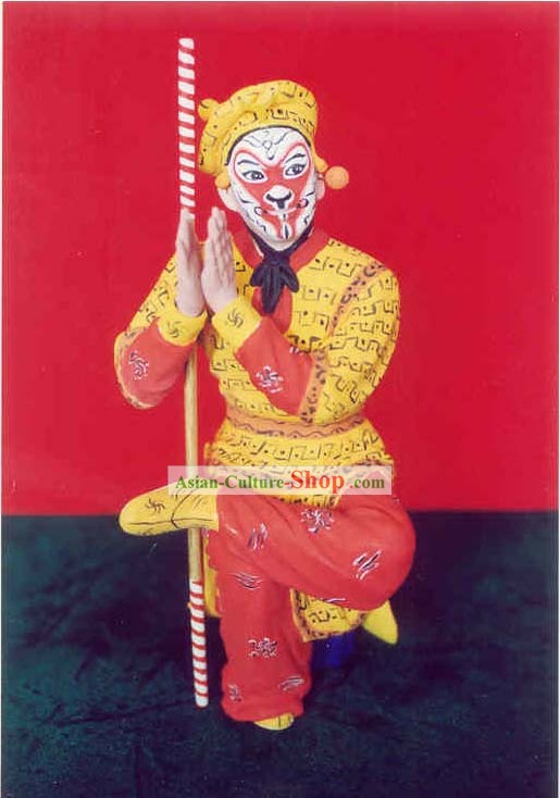 Mão China Arte pintada Escultura de Figurine da argila Zhang-herói Sun Wukong