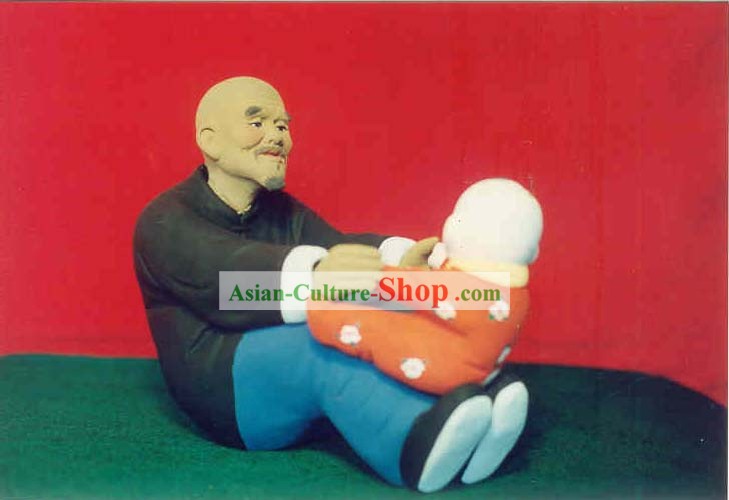 Mão chinesa Painted Art of Love Sculpture Figurine da argila Zhang Avô-