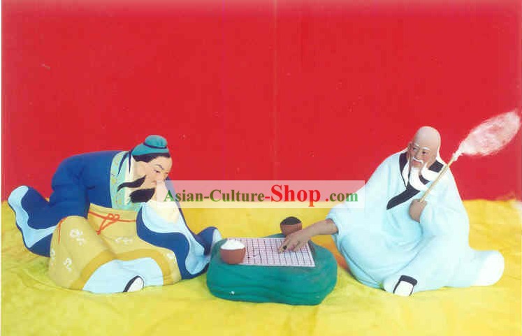 中国ハンドは、粘土の置物張 - チェスの彫刻の芸術を塗装
