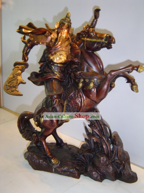 Statue chinoise-Riding laiton classique Guan Gong