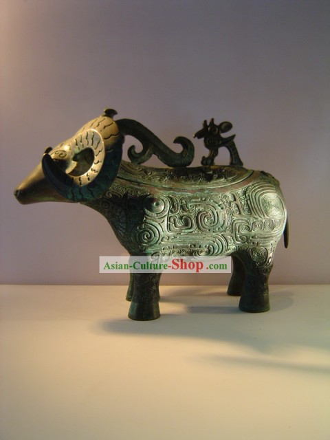 Chinês clássico Bronze Archaize-Ware Antiga Estátua Sheep
