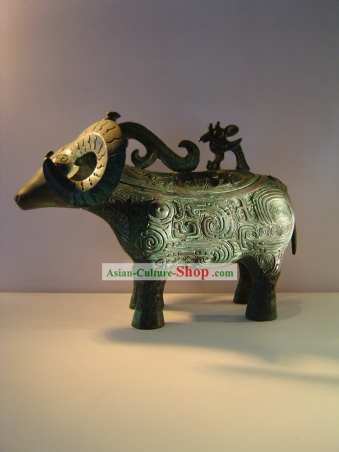 Chinese Classic Archaize Bronze Ware-Ancient Sheep Statue