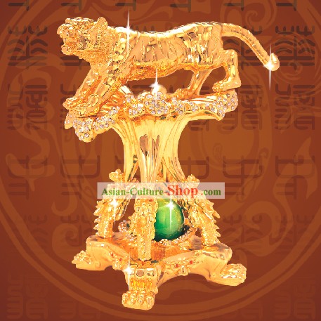 China Classic Gold Lotus Incense Burner-Crouching Tiger, Hidden Dragon