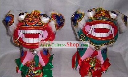 Chinese Folk Handmade Pair Lion feliz