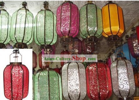 Grandes lanternes chinoises traditionnelles de fer de la soie