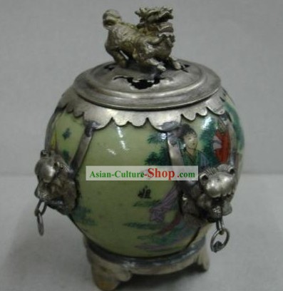 Chinês Qiao Jade Niang e Prata Censer