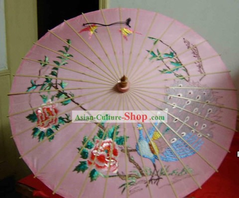 Hangzhou Mão clássico do guarda-chuva de seda bordada Peacock