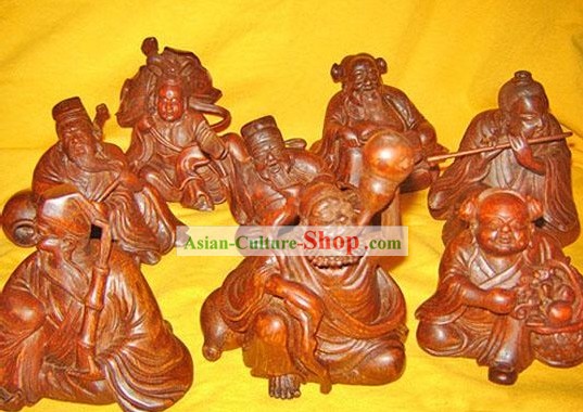 Chinese Classic Hand Carved Eight Immortals in the Legend Statues